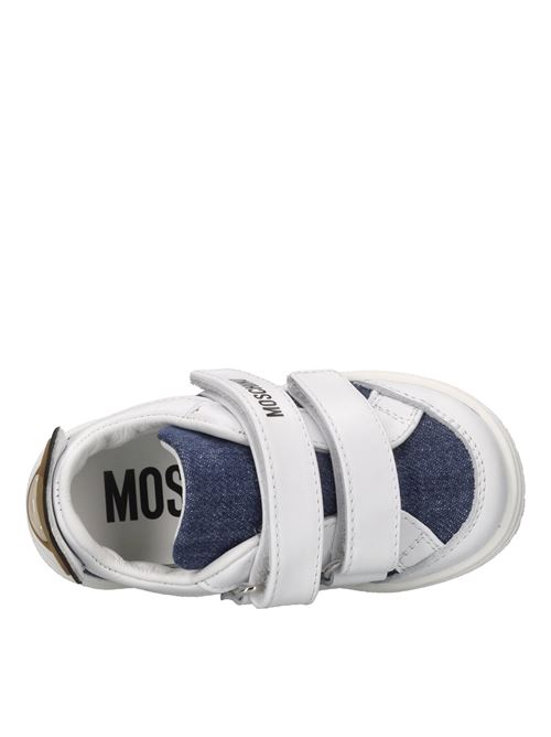 Sneakers in pelle ecopelle e tessuto MOSCHINO | 80481 GINEVRA/DODO 5JEANS-BIANCO